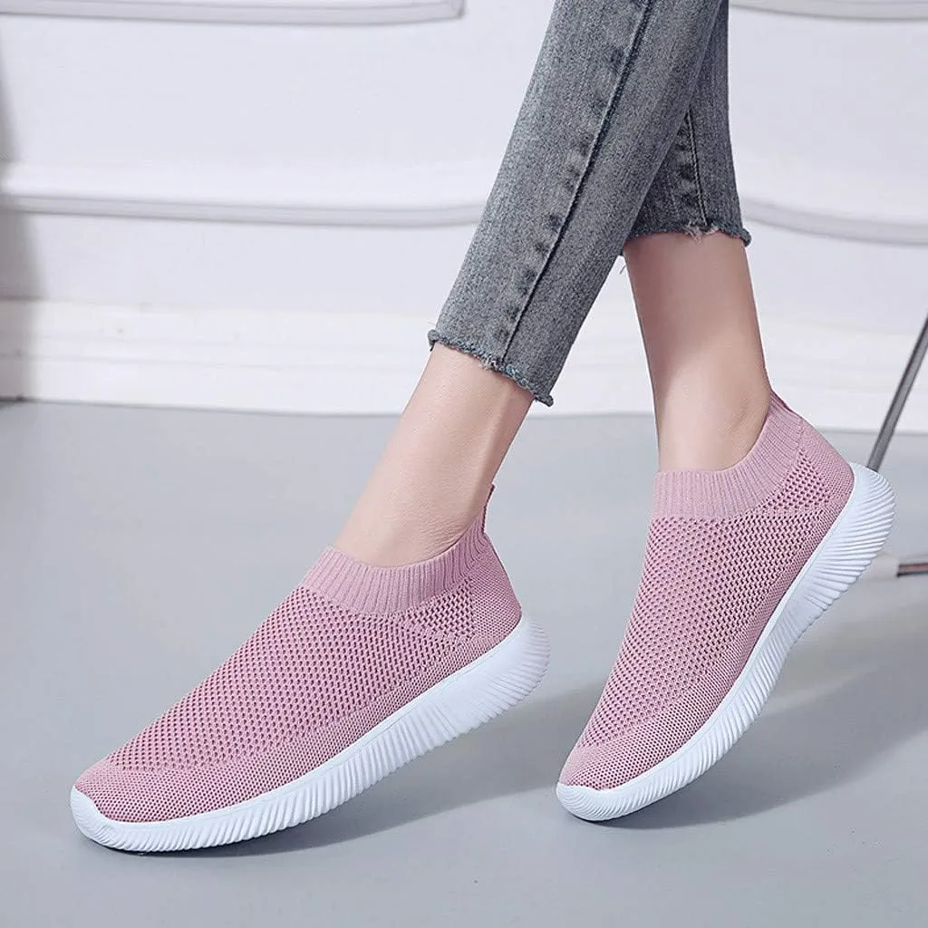Women's Fashion Sneaker Mesh Slip On Black Non Slip Shoes for Women Comfortable Women's Walking Shoes with Arch Support Flat Loafers Safety Toe Sneakers Men