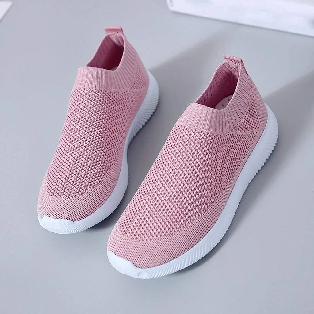 Women's Fashion Sneaker Mesh Slip On Black Non Slip Shoes for Women Comfortable Women's Walking Shoes with Arch Support Flat Loafers Safety Toe Sneakers Men