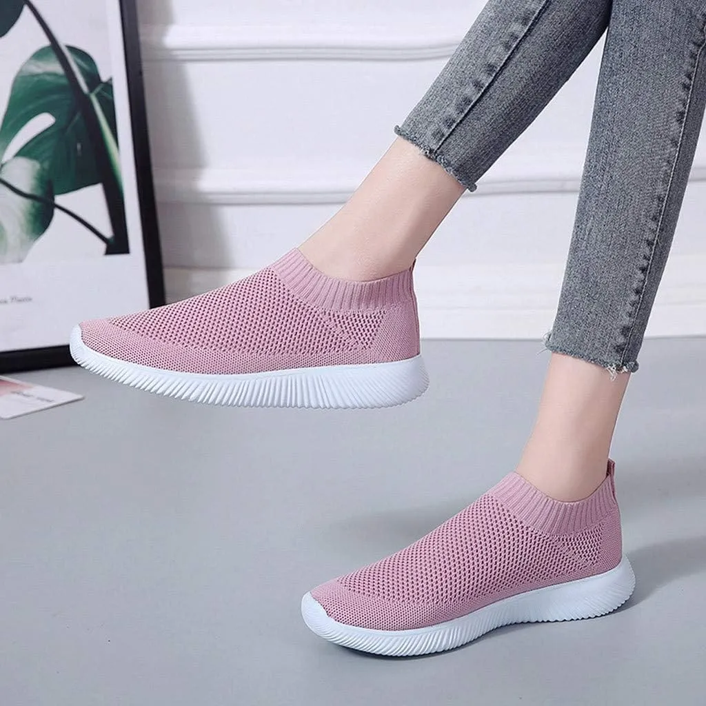 Women's Fashion Sneaker Mesh Slip On Black Non Slip Shoes for Women Comfortable Women's Walking Shoes with Arch Support Flat Loafers Safety Toe Sneakers Men