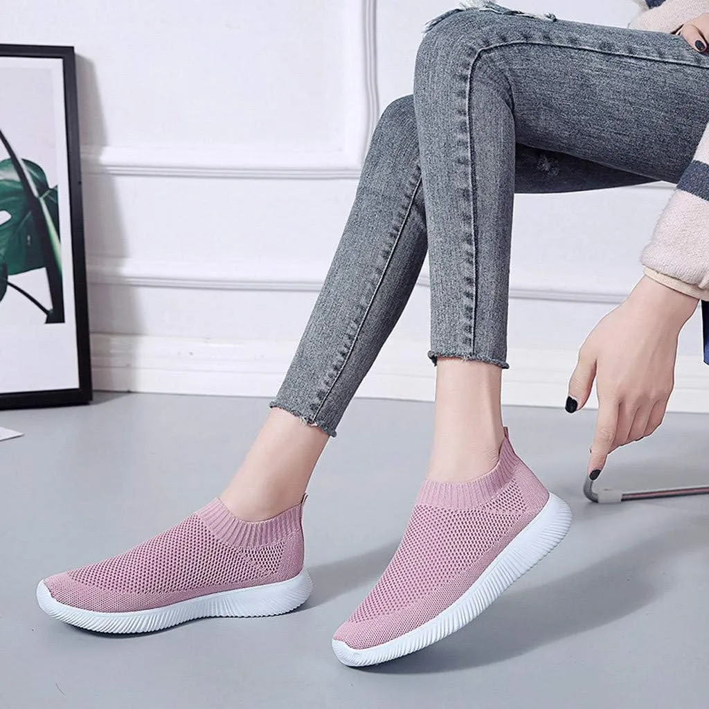 Women's Fashion Sneaker Mesh Slip On Black Non Slip Shoes for Women Comfortable Women's Walking Shoes with Arch Support Flat Loafers Safety Toe Sneakers Men