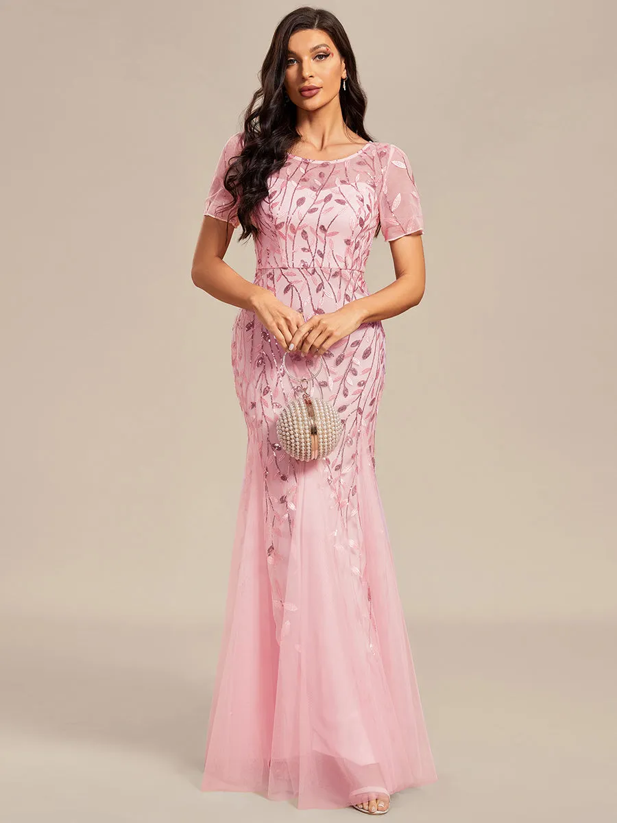 Women's Floral Sequin Fishtail Tulle Dresses for Party