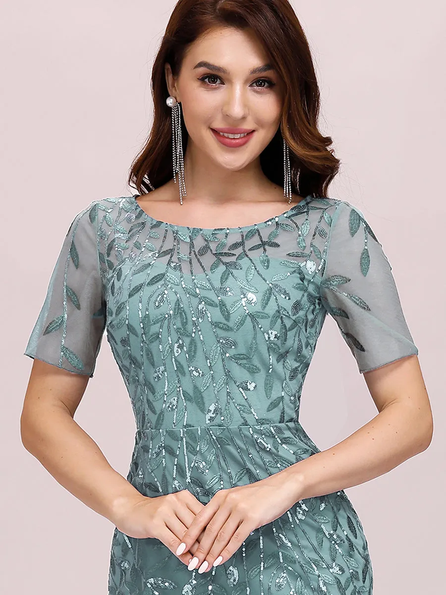 Women's Floral Sequin Fishtail Tulle Dresses for Party