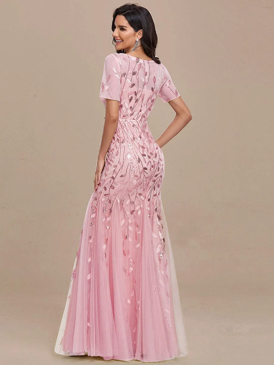 Women's Floral Sequin Fishtail Tulle Dresses for Party