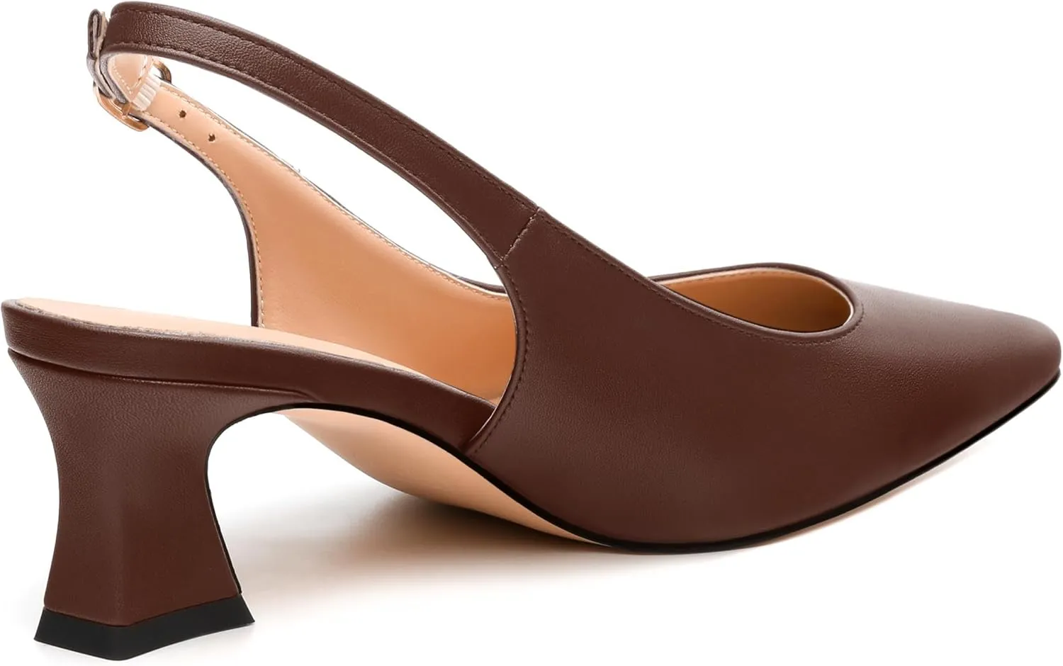 Womens Pumps, Square Toe Small Chunky Heel Slingbacks for Women, Leather Insole Slingback Pumps Buckle Closure 2"