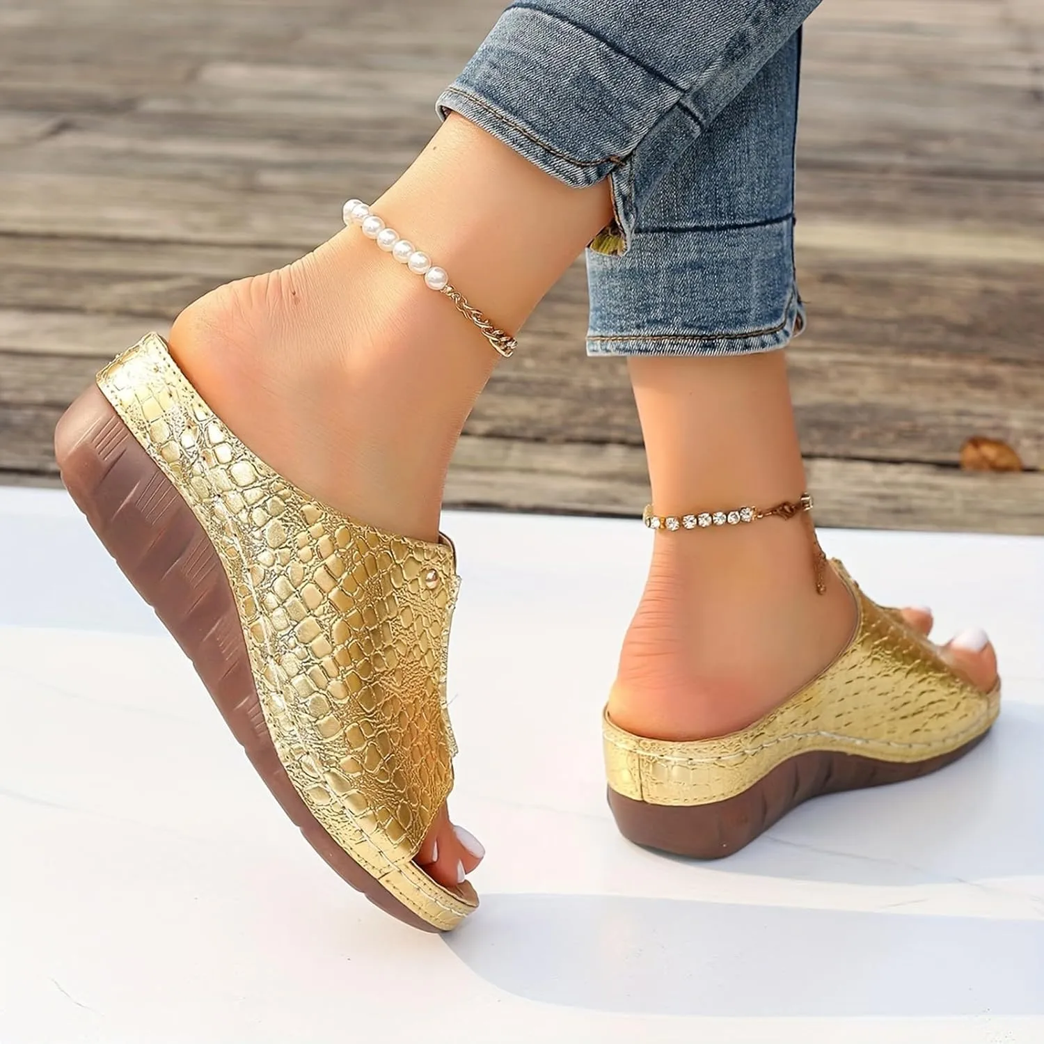Women's Wedge Sandals with Plantar Fasciitis Casual Platform Open Toe Wedge Sandal Orthopedic Hiking Sandals